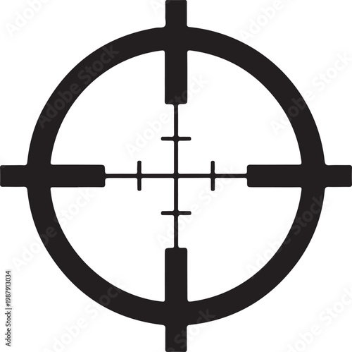 Black rifle scope crosshair target, aiming symbol, vector sight, gun sight icon