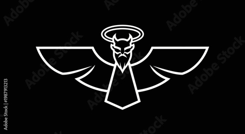 Abstract angelic devil character vector design on dark background