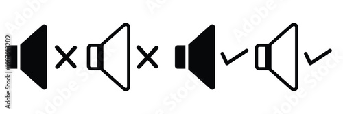 Sound volume icons set with different signal levels . Аn icon that increases and reduces the sound. Sound icon, volume symbol, speaker sign, with white background EPS10
