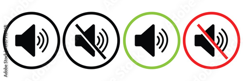 Sound volume icons set with different signal levels . Аn icon that increases and reduces the sound. Sound icon, volume symbol, speaker sign, with white background EPS10
