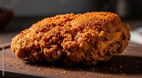 Crispy fried chicken breast piece.