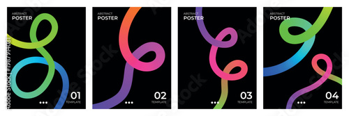Vászonkép Vibrant abstract poster series dynamic colorful swirls and lines for modern art