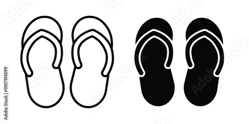 Flip flops icon editable designs collection. black and white icons