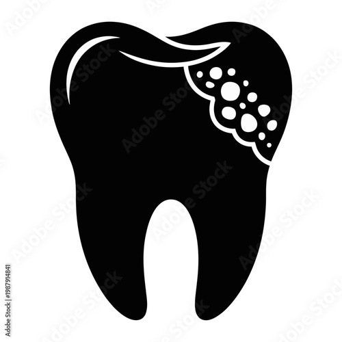 Vector of a tooth with cavities