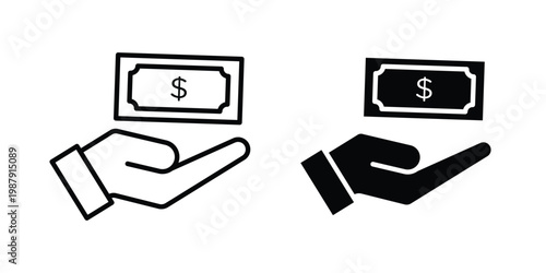 Give money icon editable designs collection. black and white icons