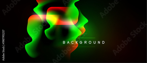 Abstract fluid shapes blend vibrant colors. Dynamic composition creates modern background. Text reads BACKGROUND.