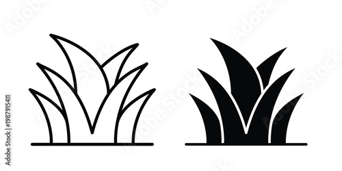 Grass icon editable designs collection. black and white icons