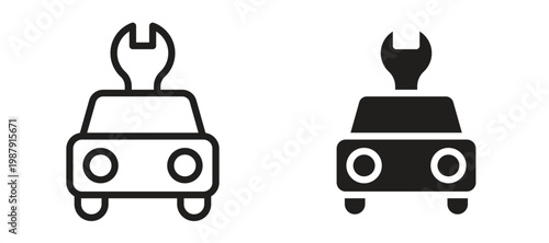 Car repair icon symbol, black style vector icons pack