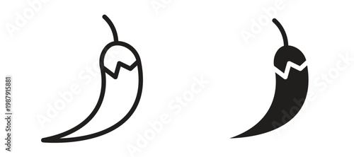 Chili icon symbol, black style vector icons pack