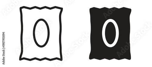 Chips bag icon symbol, black style vector icons pack