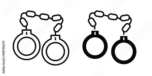 Handcuffs icon editable designs collection. black and white icons