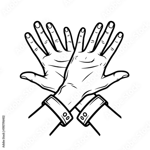 A pair of hands with palms facing outwards Vector, illustration