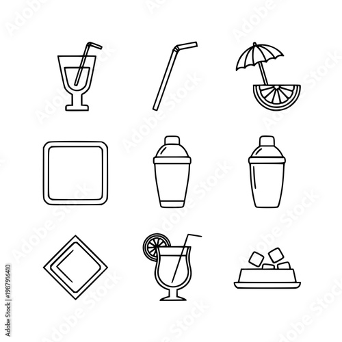 A collection of cocktail icons for mixology Vector, illustration