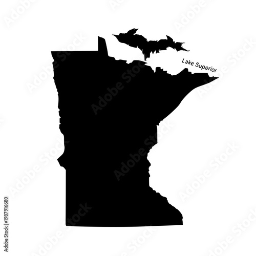 A black silhouette of the state of minnesota Vector, illustration