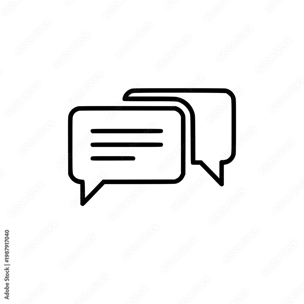 Naklejka premium Two chat bubbles with lines indicating text Vector, illustration