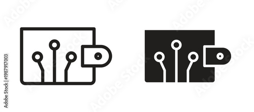 Digital wallet icon symbol, black style vector icons pack