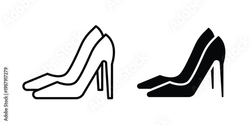 High heel shoes icon editable designs collection. black and white icons