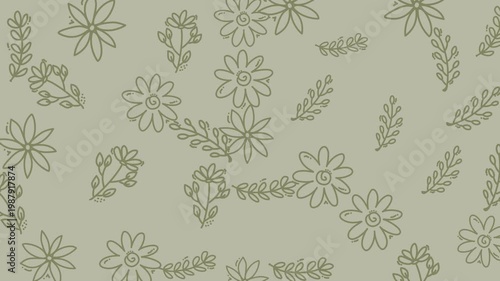 Floral Pattern Video Texture With Subtle Monochrome Flowers.