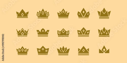 Crown logo set, featuring elegant royal symbols ideal for premium branding, royal identities and exclusive business designs.