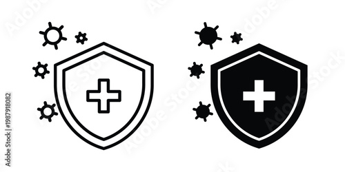 Immune system icon editable designs collection. black and white icons
