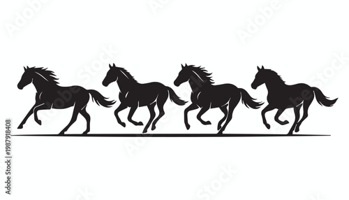 black and white silhouette set of horse very high quality vector illustration.