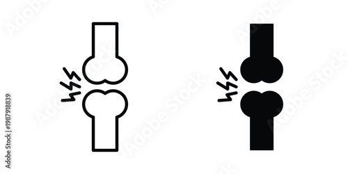joint pain icon editable designs collection. black and white icons