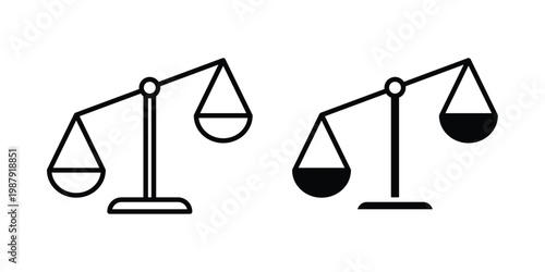 justice balance scale icon editable designs collection. black and white icons