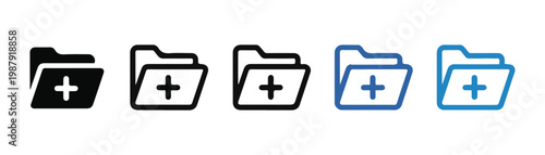 Add new folder line and solid icon, document archive plus symbol, vector graphics, editable stroke.