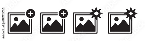 Add image and photo flash icon isolated on transparent background vector illustration.