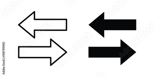 Left right direction icon editable designs collection. black and white icons