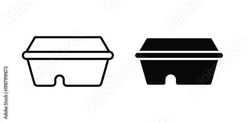 Lunch box icon editable designs collection. black and white icons