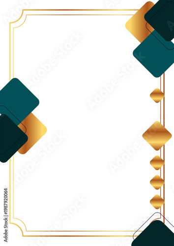 Elegant Geometric Border Design with Golden Accents.