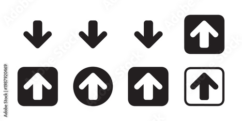 Minimalist navigation arrow icon collection including vertical direction symbols for interface and web application.