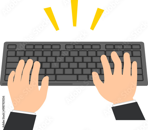 パソコンのキーボードをタイプする手