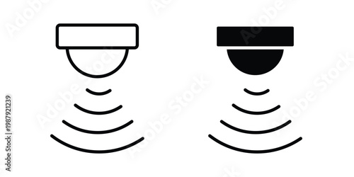 Motion sensor icon editable designs collection. black and white icons
