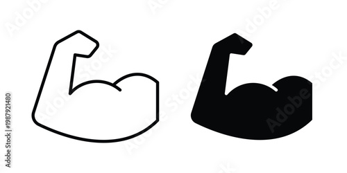 Muscle icon editable designs collection. black and white icons