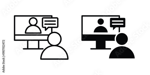 Online coaching icon editable designs collection. black and white icons