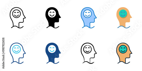 Positivity icons set multiple style collection. Editable stroke 
