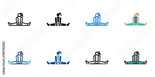 Flexibility icons set multiple style collection. Editable stroke 
