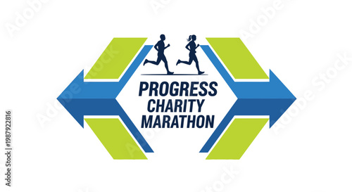 Charity Marathon Logo Depicting Runners Striving Towards Progress and Achievement