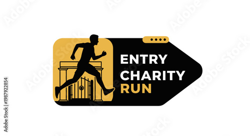 Charity Race Entry Promotional Branding, Minimalist Runner Silhouette Concept Design