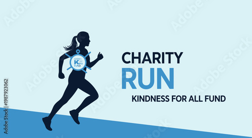 Charity Run Event Silhouetted Athlete with Kindness Fund Logo, Promoting Kindness