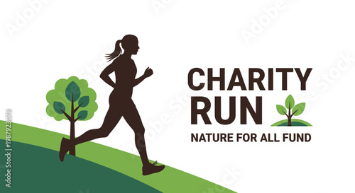 Charity Run Event Silhouettes Nature Environment Fundraiser Wellness and Health