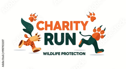 Charity Run for Wildlife Conservation and Protection with Animalistic Style Imagery