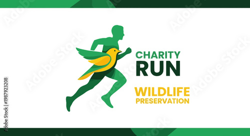 Charity Run for Wildlife Conservation Depicting A Runner Holding A Bird, Symbolic of Protection
