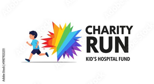 Charity Run Illustration: A Colorful Design for Kid's Hospital Fund and Fundraising Events