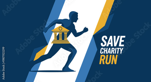 Charity Run Illustrative Concept Depicting Financial Aid and Athletic Endeavors for a Cause