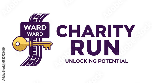 Charity Run Logo With Key Conceptualizing Unlocking Potential In Ward For Fundraising Activities