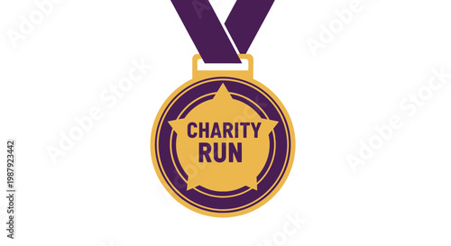 Charity Run Medal Design With Golden Color Star For The Successful Participants Celebration