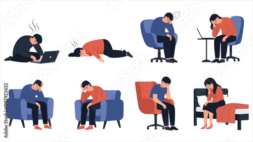 A Comprehensive Visual Anthology Exploring the Physical and Emotional Dimensions of Modern Burnout and Mental Fatigue